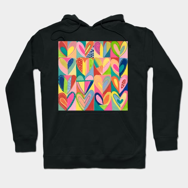 Love Rainbow Hearts Hoodie by MyCraftyNell